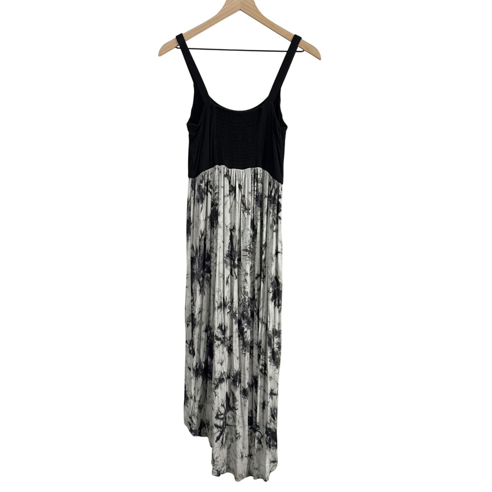 AB Studio Tie Dye Scoop Neck High Low Dress Gray Black Small Beach Summer Flowy‎ - Picture 8 of 10